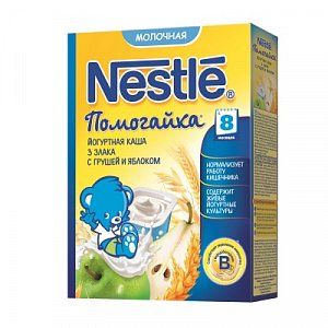 Nestle Каша Помогайка йогуртная 3 злака молочная с грушей и яблоком с 8 мес 200 г