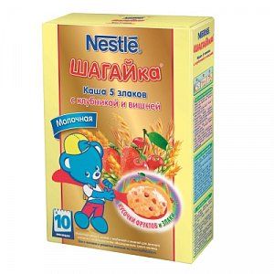 Nestle Каша Шагайка 5 злаков молочная с клубникой и вишней с 10 мес 200 г
