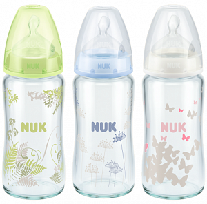 NUK Бутылочка First Choice Plus стеклянная 240 мл с силиконовой соской р1 M (0-6 мес)