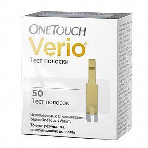 One Touch Verio тест-полоски для экспресс-диагностики глюкозы в крови 50 шт