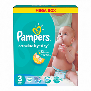 Pampers Подгузники Active Baby-Dry Midi 4-9 кг 150 шт