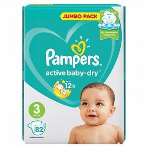 Pampers Подгузники Active Baby-Dry Midi 5-9 кг 82 шт