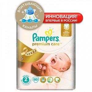 Pampers Подгузники Premium Care Mini 3-6 кг 80 шт