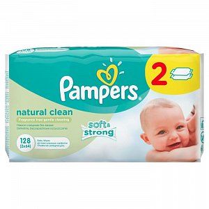 Pampers Салфетки влажные Natural Clean 64х2 шт