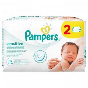 Pampers Салфетки Влажные Sensitive 2x56 шт сменный блок