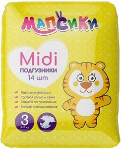 Подгузники детские Мапсики рmidi 4-9кг 14 шт