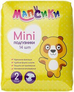 Подгузники детские Мапсики рmini 3-6кг 14 шт