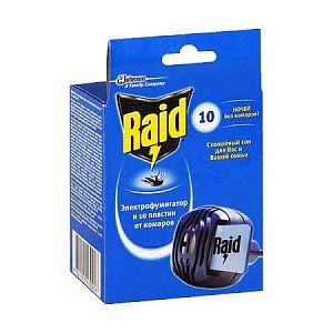 Raid Электрофумигатор и Пластины от комаров 10 шт