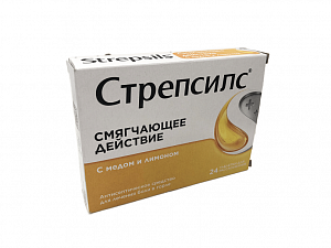 Стрепсилс таблетки для рассасывания 24 шт медово-лимонные
